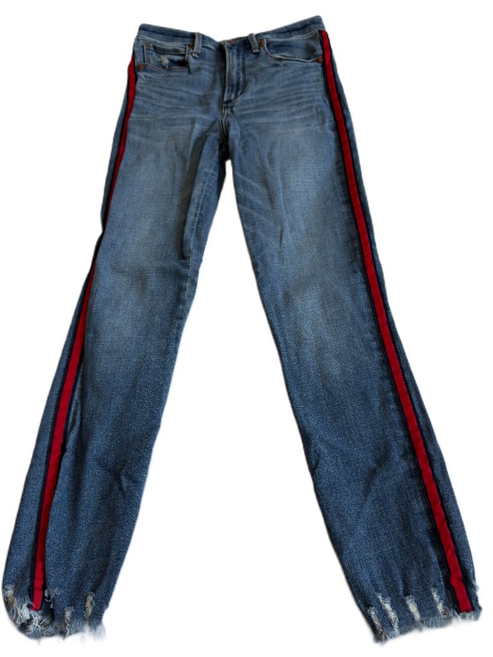 Abercrombie & Fitch Simone High Rise Ankle Jeans Red Side Stripe - Size 25/0R